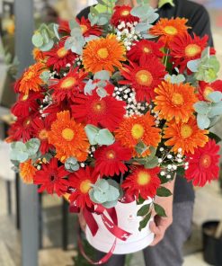 Lẵng hoa mừng khai trương cửa hàng tone đỏ hiện đại - SSLHKT16