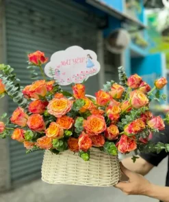 Giỏ Hoa chúc mừng màu cam Tri Âm - SSGHSN3