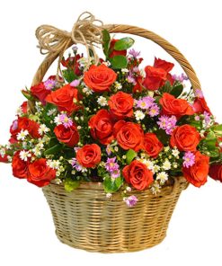 Giỏ hoa hồng đỏ chúc mừng sinh nhật Hè Rạng Rỡ - SSGHSN25