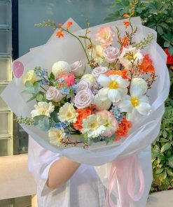 Bó hoa mix tone cam trắng sang trọng - SSBH861