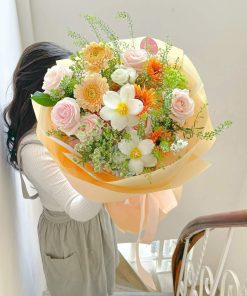 Bó hoa mix tone cam hồng - SSBH862