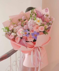 Bó hoa Cẩm tú cầu mix tulip tone hồng - SSBH859